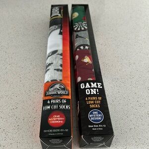 Men’s /boys low cut Jurassic Park/ Game on Socks